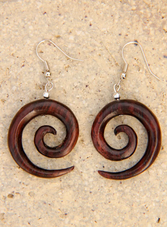 Dřevěné náušnice "Magic spiral" | PachaMama.cz