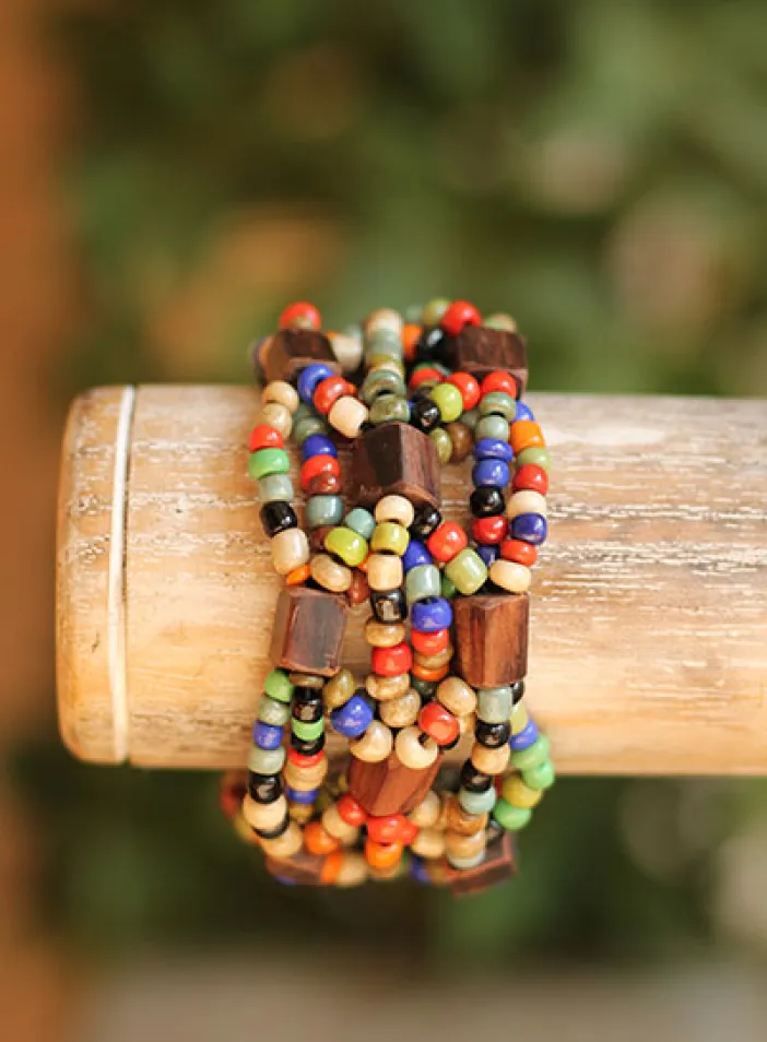 Korálkový náramek, barevný mix | PachaMama.cz