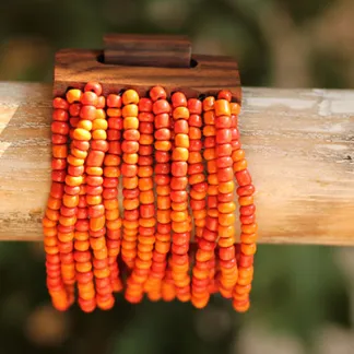 Náramek s dřevěnou přezkou, mix barev | PachaMama.cz