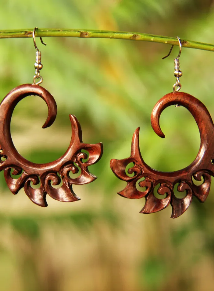 Originální dřevěné náušnice "Divine" | PachaMama.cz