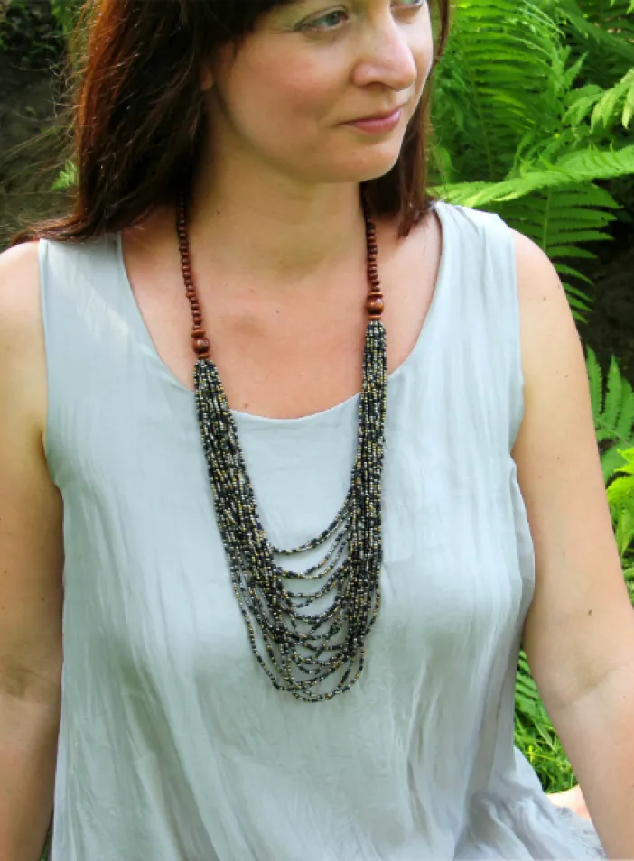 Náhrdelník Kasandra, černo-stříbrno-zlatý | PachaMama.cz