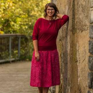 Sukně midi Red Peony Queen | PachaMama.cz