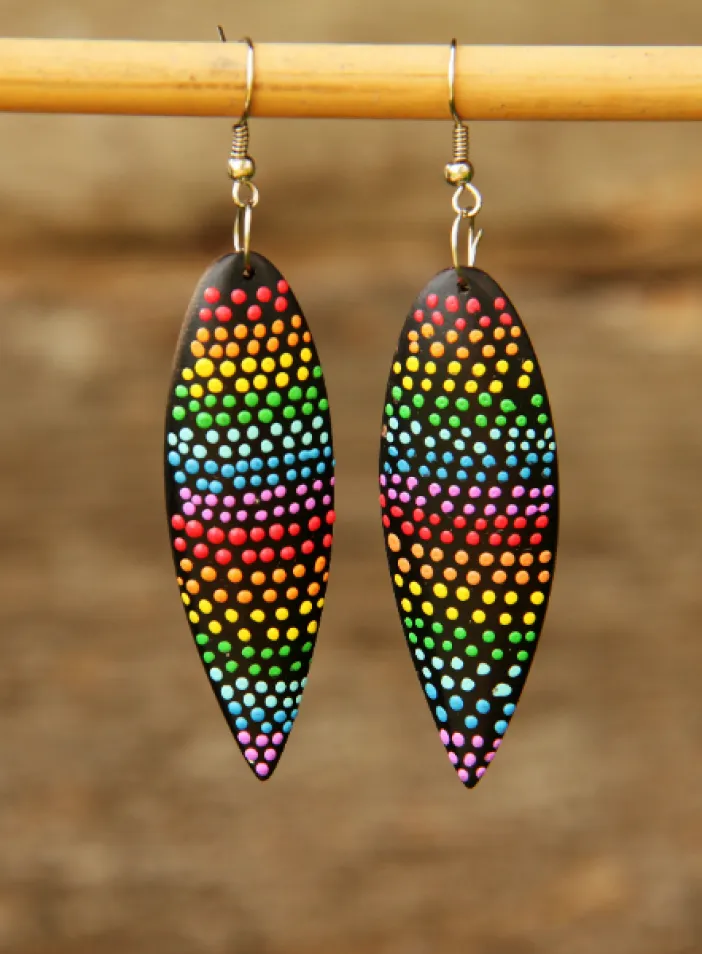 Dřevěné náušnice malované | PachaMama.cz