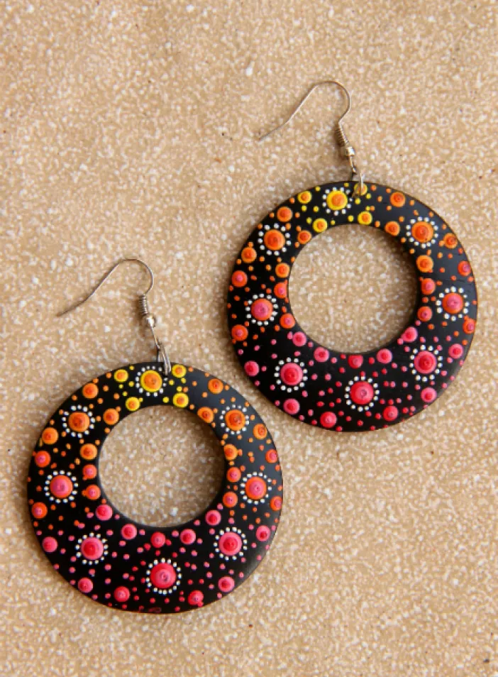 Dřevěné náušnice malované  | PachaMama.cz