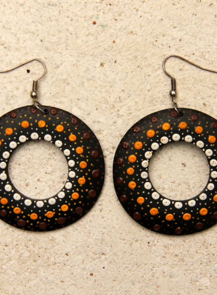 Dřevěné náušnice malované     | PachaMama.cz