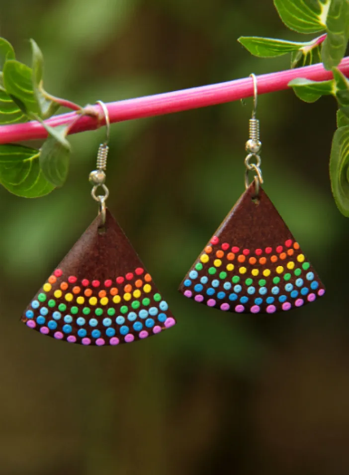 Dřevěné náušnice malované   | PachaMama.cz