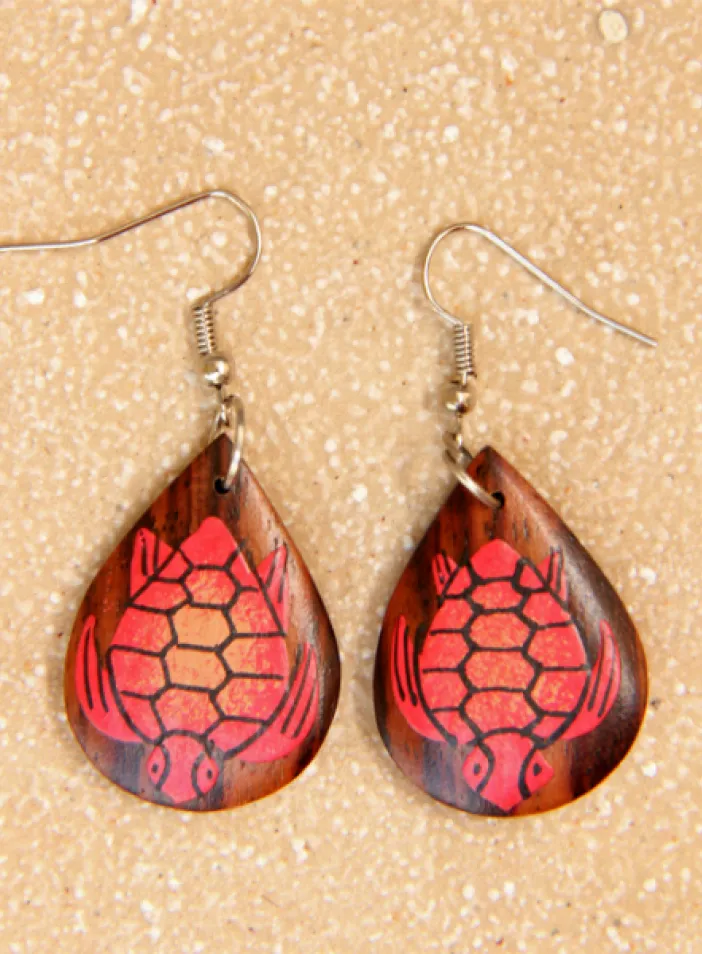 Dřevěné náušnice malované  | PachaMama.cz