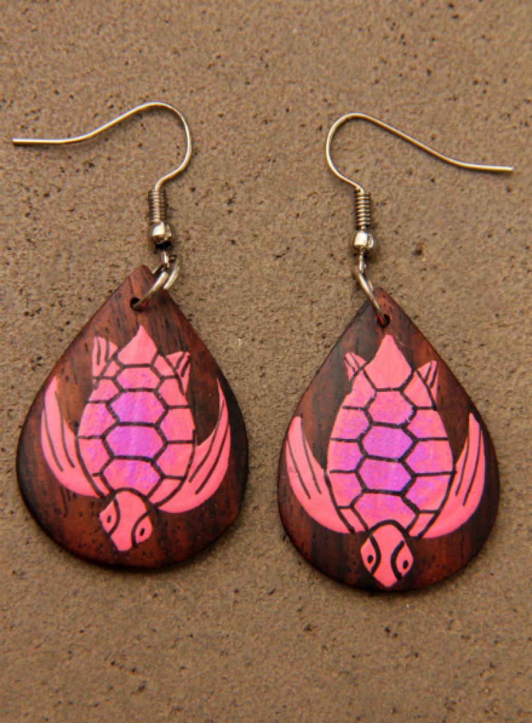 Dřevěné náušnice malované  | PachaMama.cz