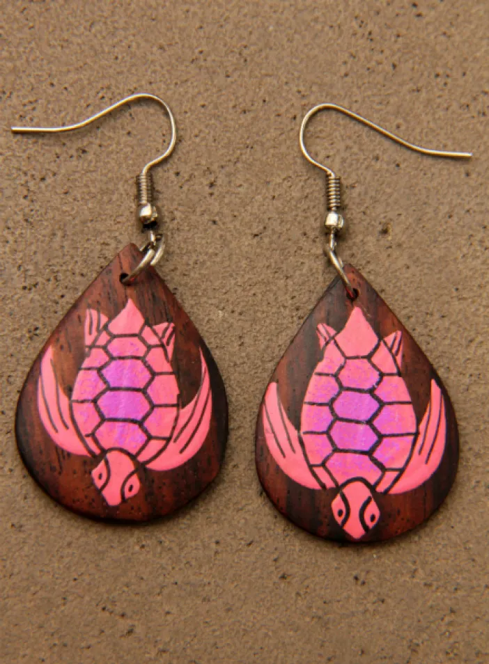 Dřevěné náušnice malované  | PachaMama.cz