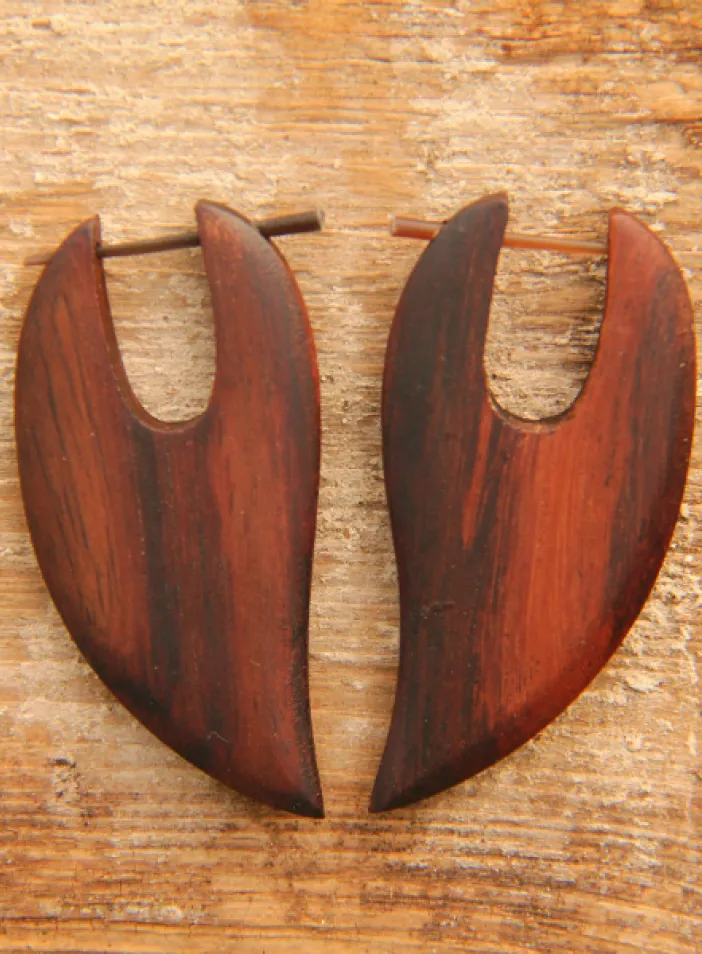 Dřevěné náušnice s tyčkou | PachaMama.cz