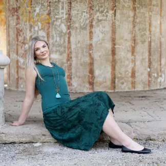 Sukně midi Green Velvet Queen | PachaMama.cz