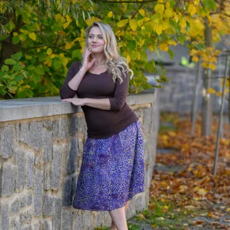 Sukně midi Plum Peony Queen | PachaMama.cz