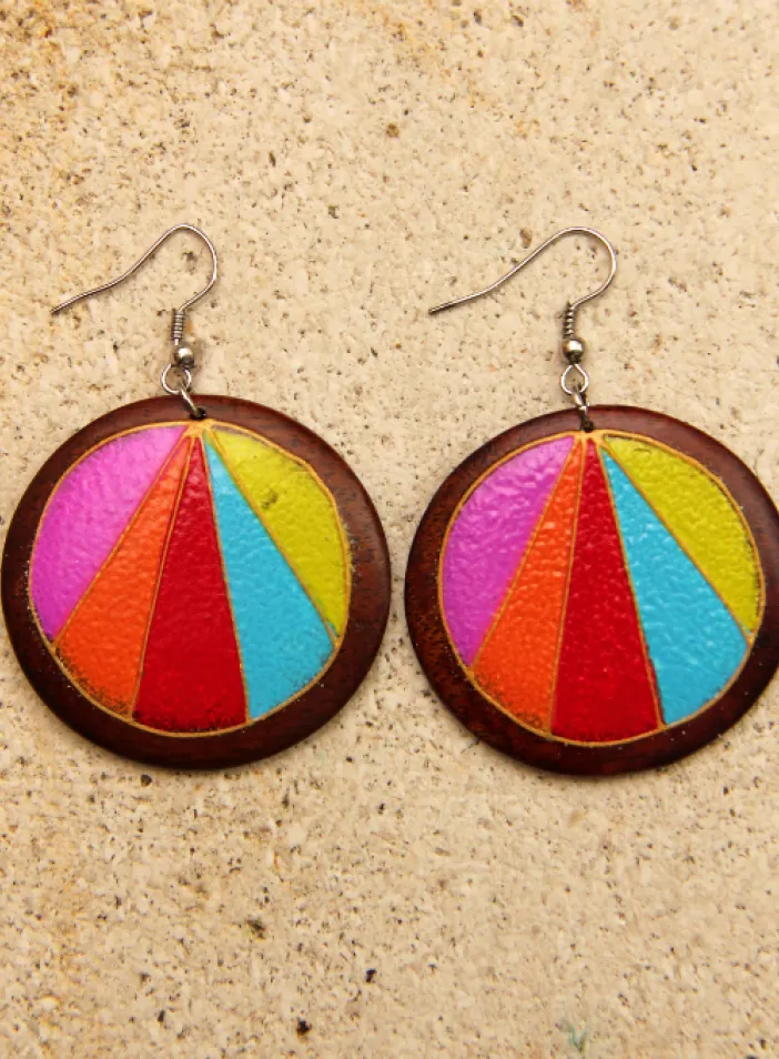 Dřevěné malované náušnice | PachaMama.cz