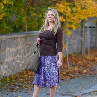 Sukně midi Plum Peony Queen | PachaMama.cz