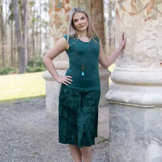 Sukně midi Green Velvet Queen | PachaMama.cz