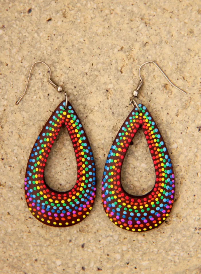 Dřevěné náušnice malované | PachaMama.cz