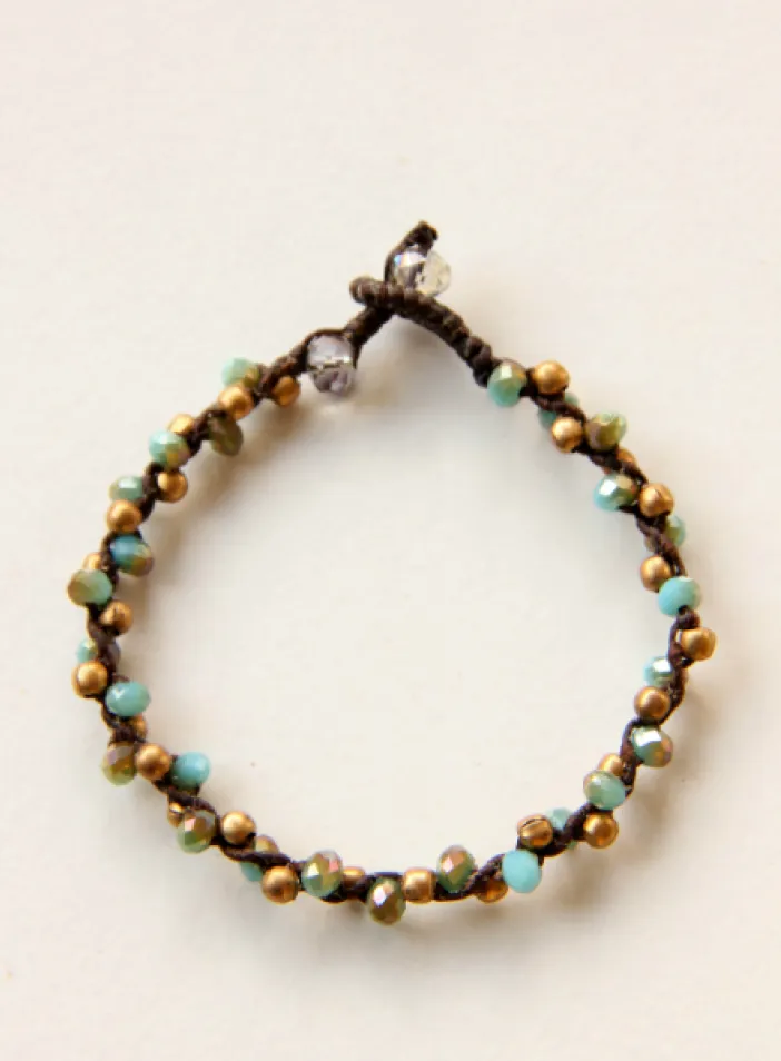 Náramek z broušených skleněných korálků | PachaMama.cz