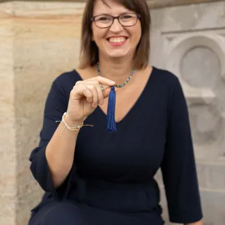 Náhrdelník Japa mala s modrým střapcem | PachaMama.cz