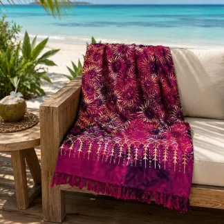 Sarong růžový s květy | PachaMama.cz