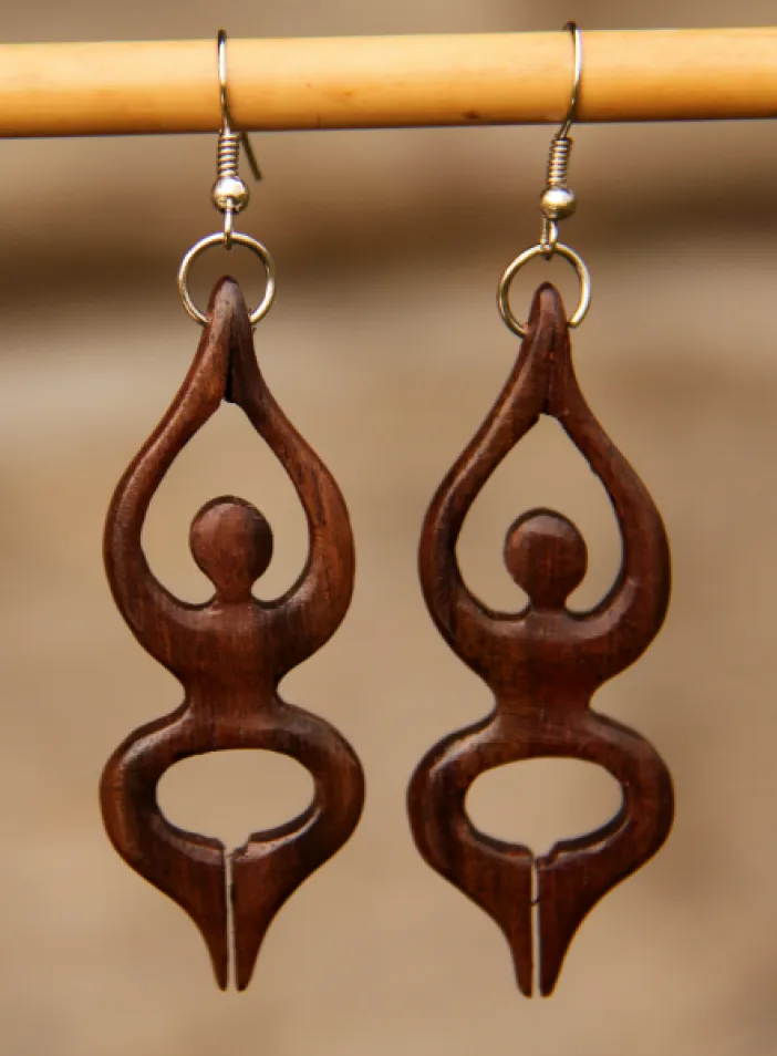Dřevěné náušnice "Bohyně" | PachaMama.cz