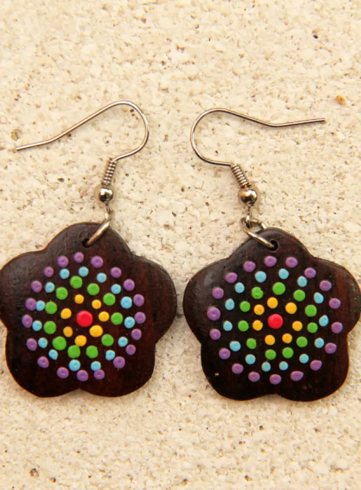 Dřevěné náušnice malované | PachaMama.cz