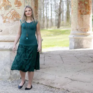 Sukně midi Green Velvet Queen | PachaMama.cz