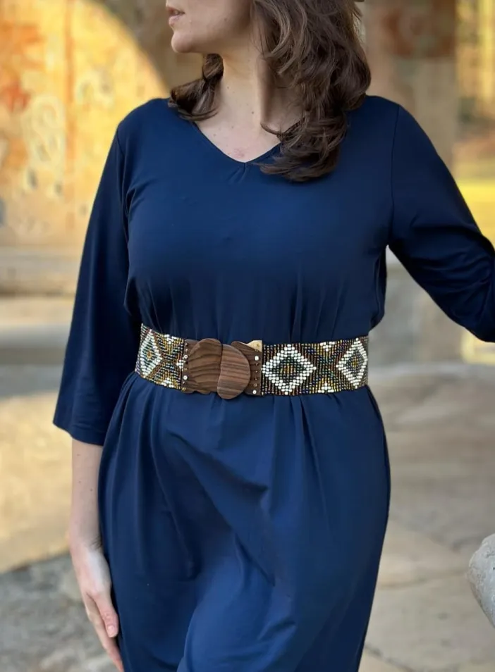 Korálkový opasek s dřevěnou přezkou | PachaMama.cz