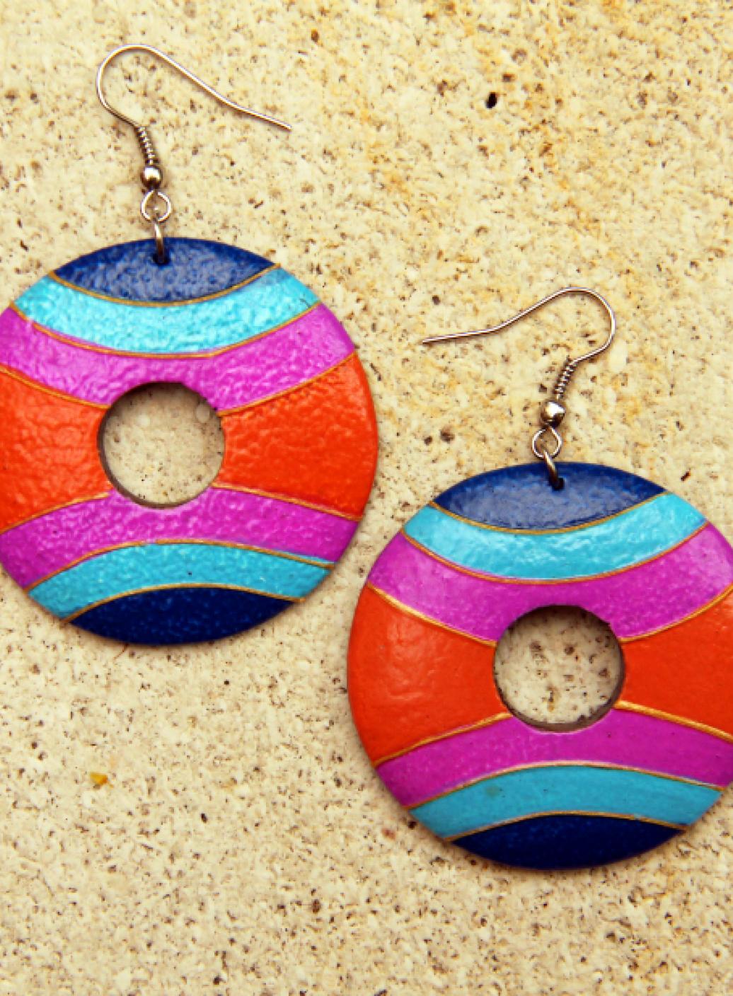 Dřevěné náušnice malované | PachaMama.cz