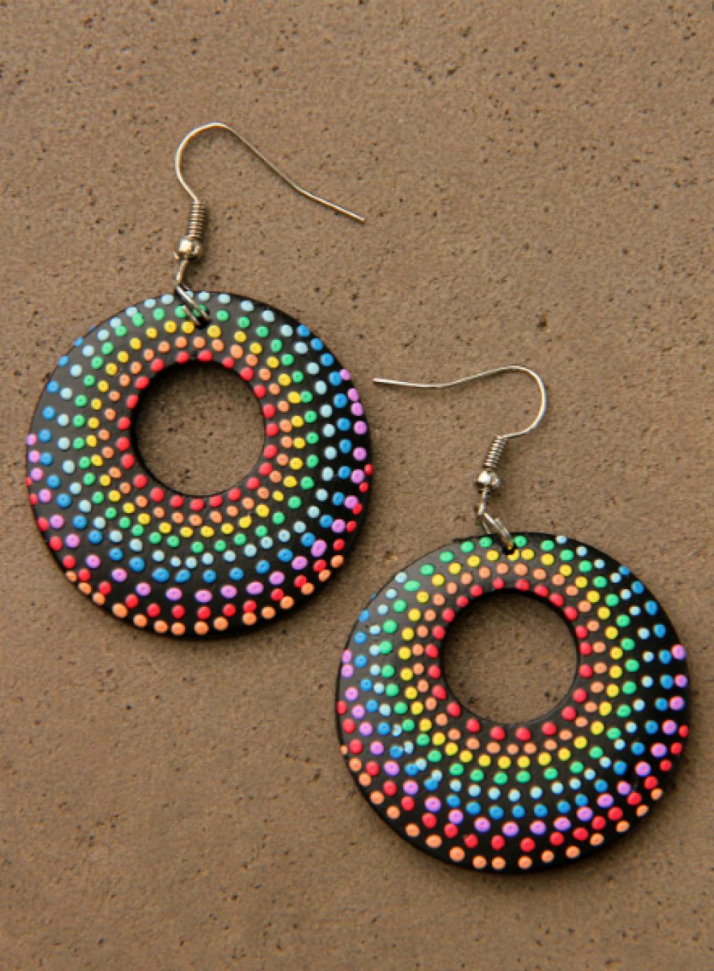 Dřevěné náušnice malované  | PachaMama.cz