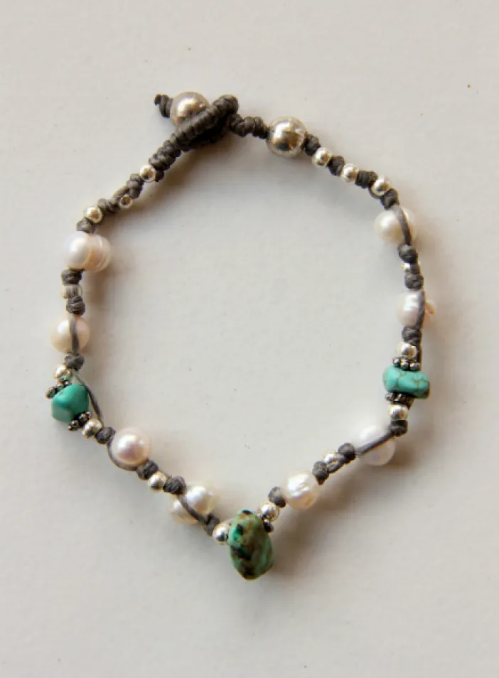 Tyrkysový náramek s perličkou | PachaMama.cz