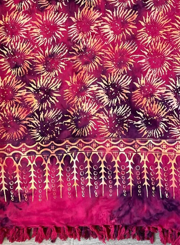 Sarong růžový s květy | PachaMama.cz