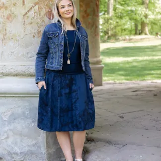 Sukně midi Blue Velvet Queen | PachaMama.cz