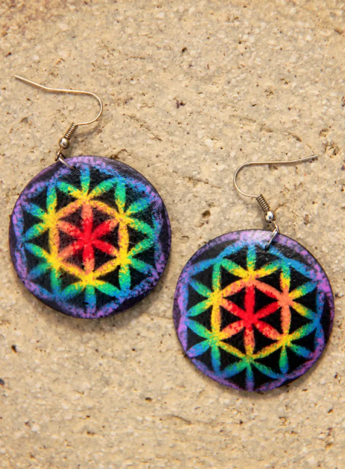 Dřevěné náušnice malované | PachaMama.cz