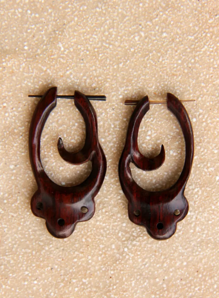 Dřevěné náušnice s tyčkou | PachaMama.cz