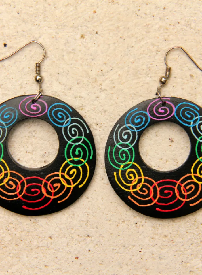 Dřevěné náušnice malované | PachaMama.cz