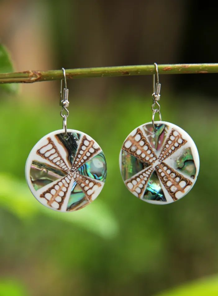 Náušnice bílá mušle + paua mušle | PachaMama.cz