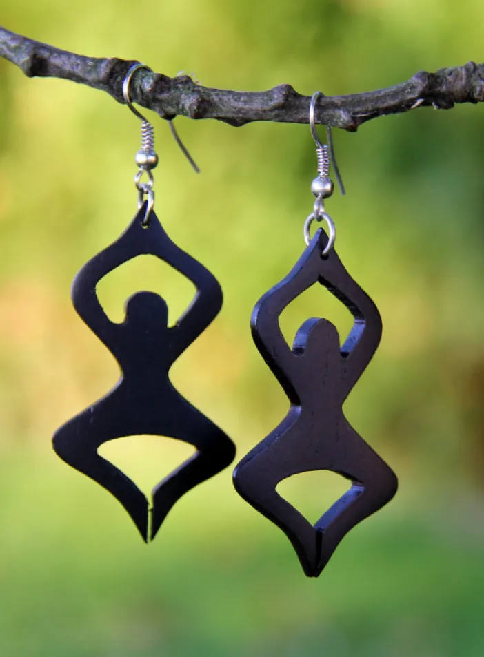 Dřevěné náušnice "Earth mother" | PachaMama.cz