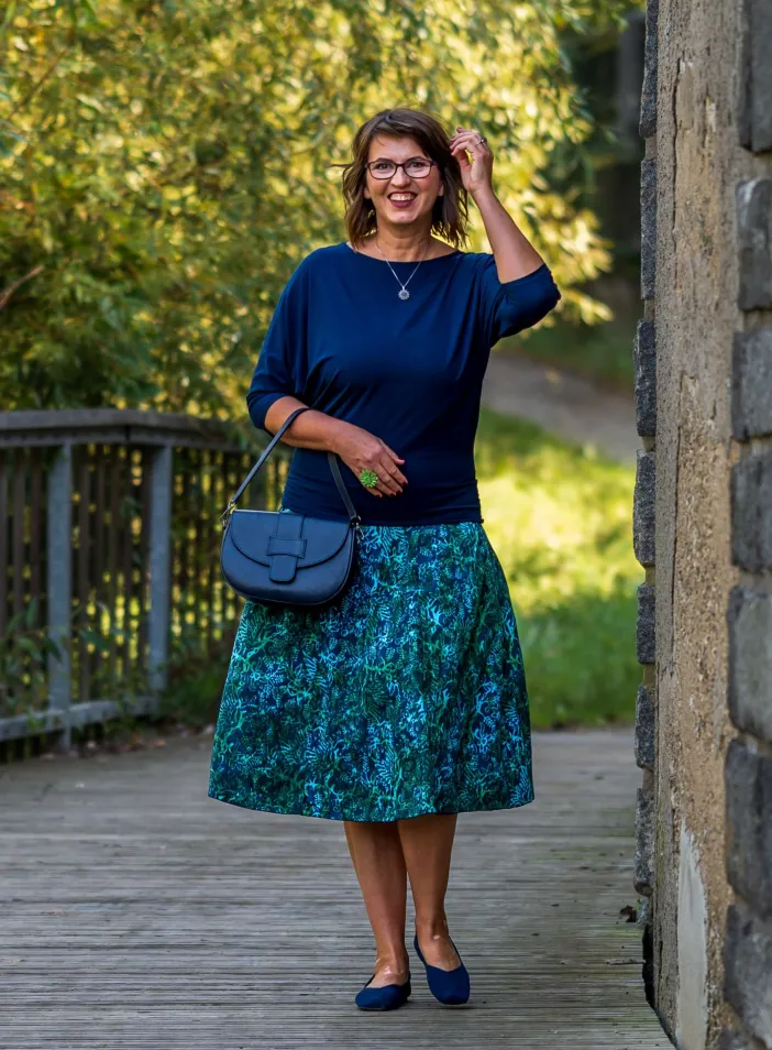 Sukně midi Teal Fia | PachaMama.cz