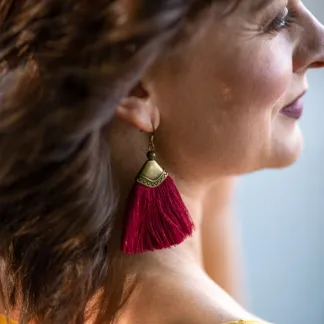 Luxusní set s lávovými korálky, střapcové náušnice a náhrdelník | PachaMama.cz