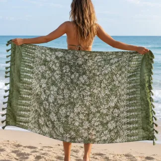 Sarong zelený s květy | PachaMama.cz