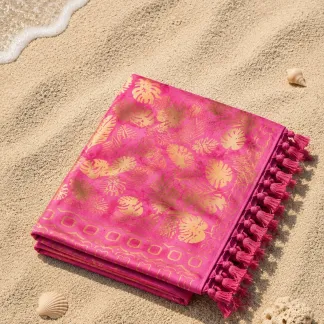 Sarong růžový s listy | PachaMama.cz