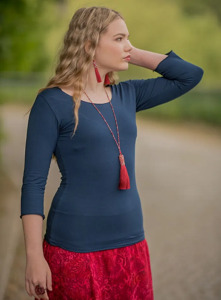 Střapcové náušnice a náhrdelník, červený set | PachaMama.cz