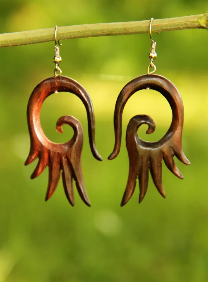 Dřevěné náušnice "Leo" | PachaMama.cz