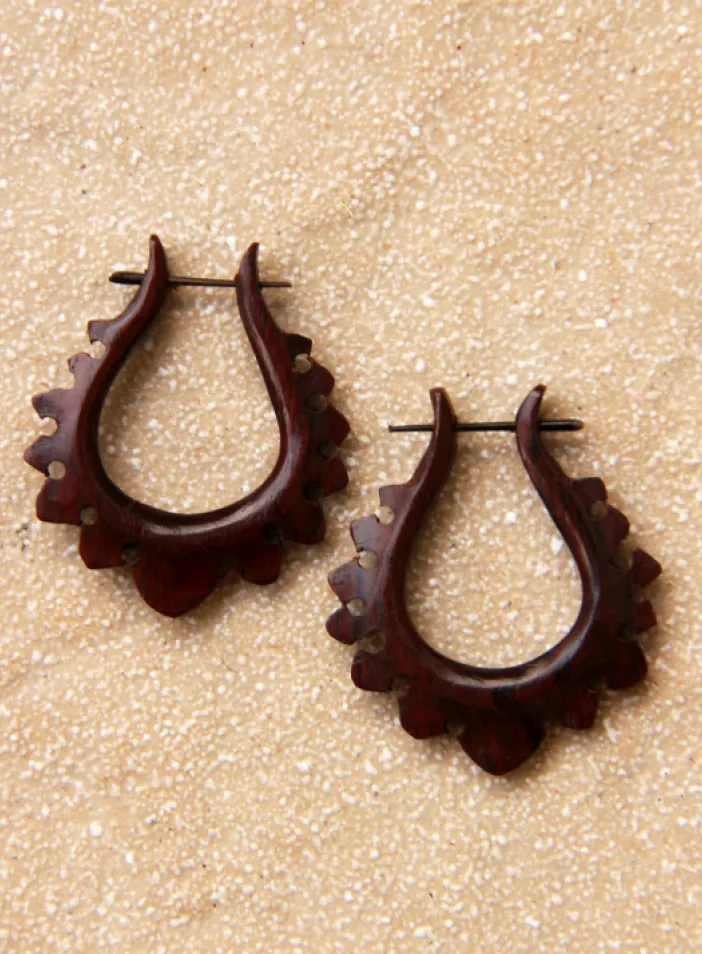 Dřevěné náušnice s tyčkou | PachaMama.cz