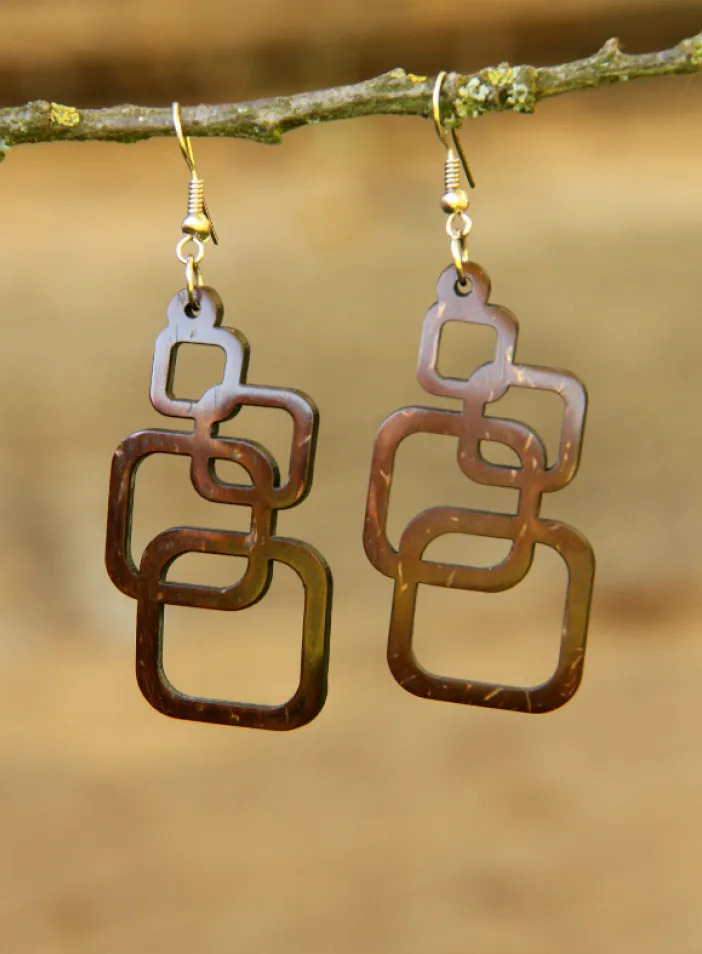 Luxusní kokosové náušnice "Buttons" | PachaMama.cz