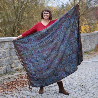 Sarong hnědý s velkými květy | PachaMama.cz