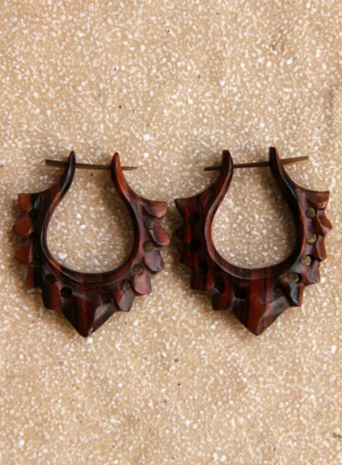 Dřevěné náušnice s tyčkou  | PachaMama.cz