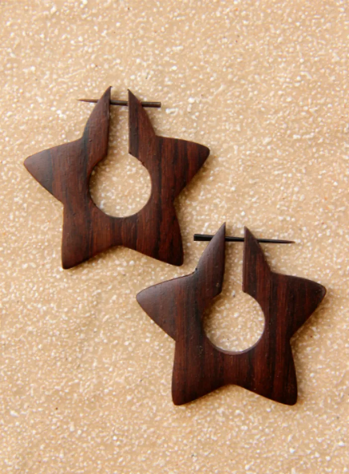 Dřevěné náušnice s tyčkou | PachaMama.cz