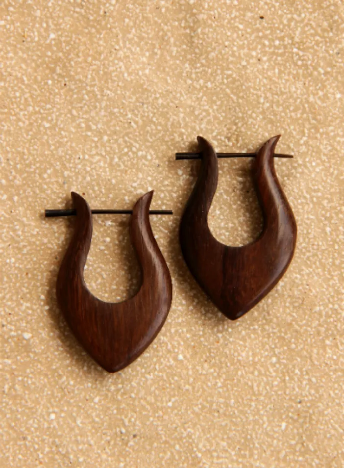 Dřevěné náušnice s tyčkou   | PachaMama.cz