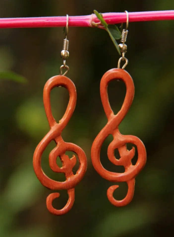 Originální dřevěné náušnice "Písnička" | PachaMama.cz